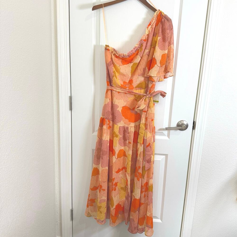 Taylor Women's Midi Dress - Orange and Pink Floral